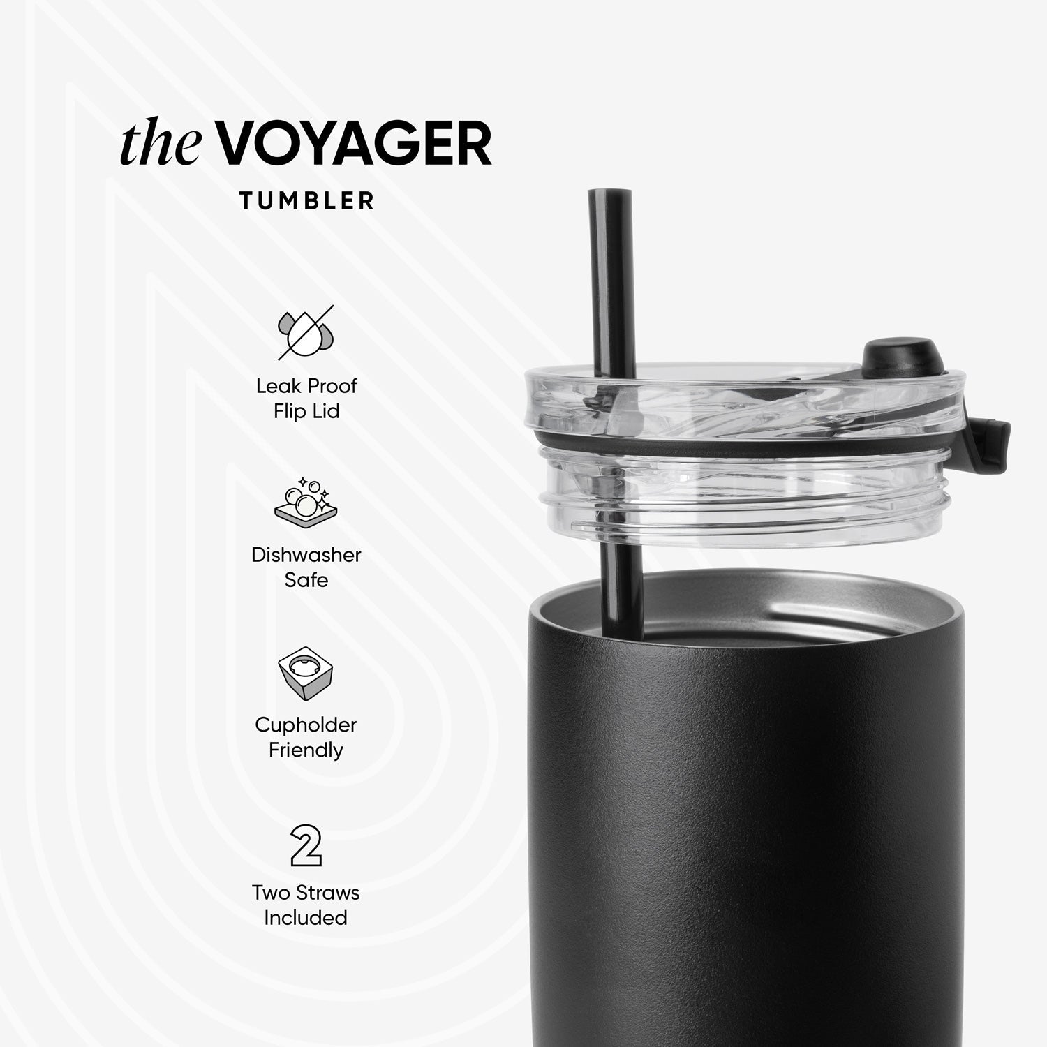 Voyager Tumbler with Clear Flip Lid & Straw